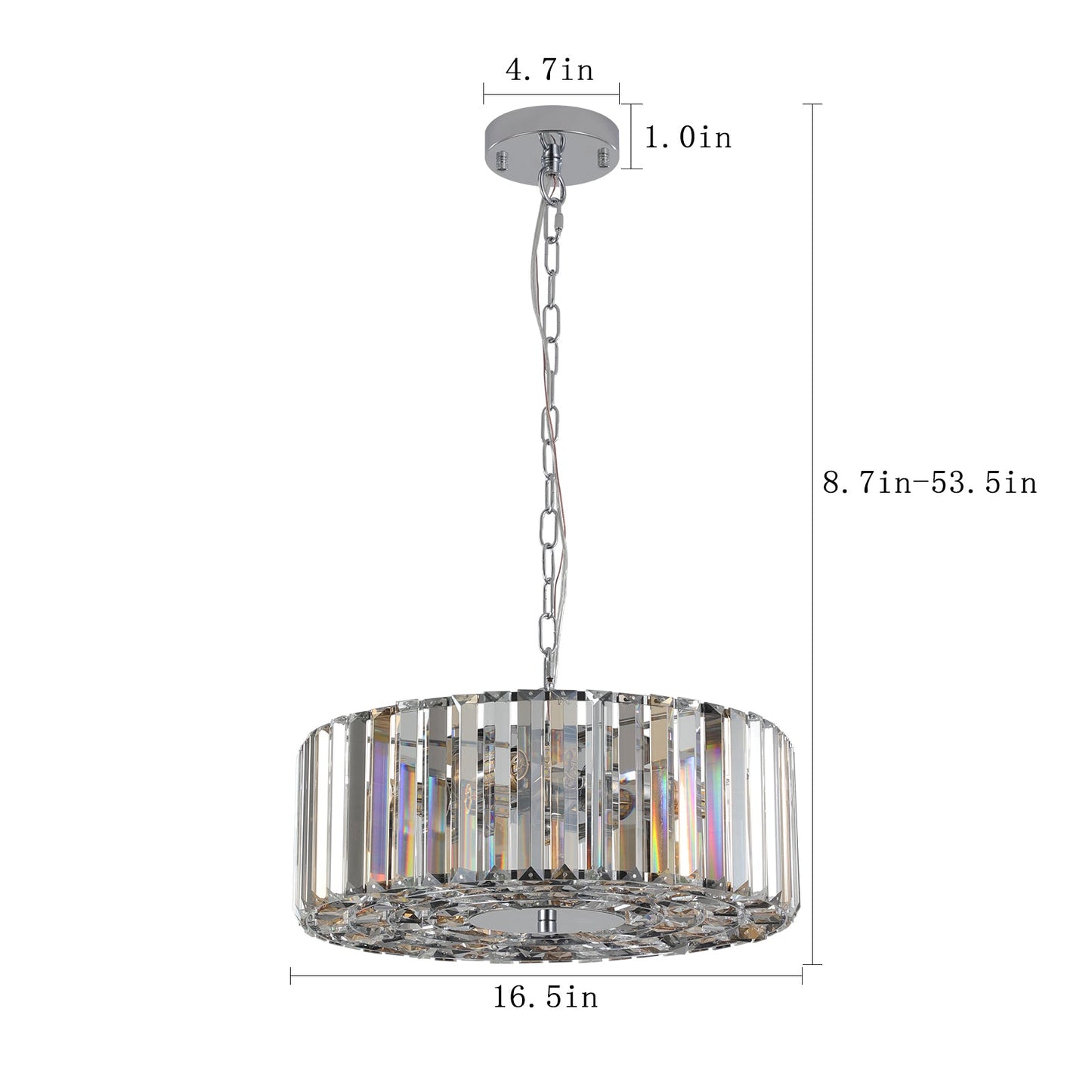 17" Chrome Crystal Pendant Chandelier