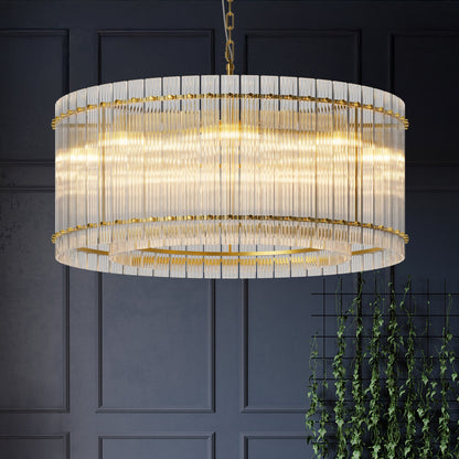 37" Modern Gold Round 8-Light Crystal Chandelier