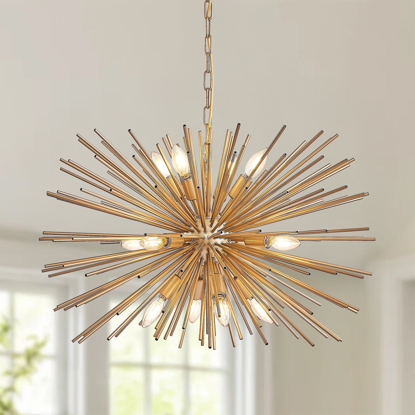 29" Mid-Century Modern 12-Light Starburst Chandelier