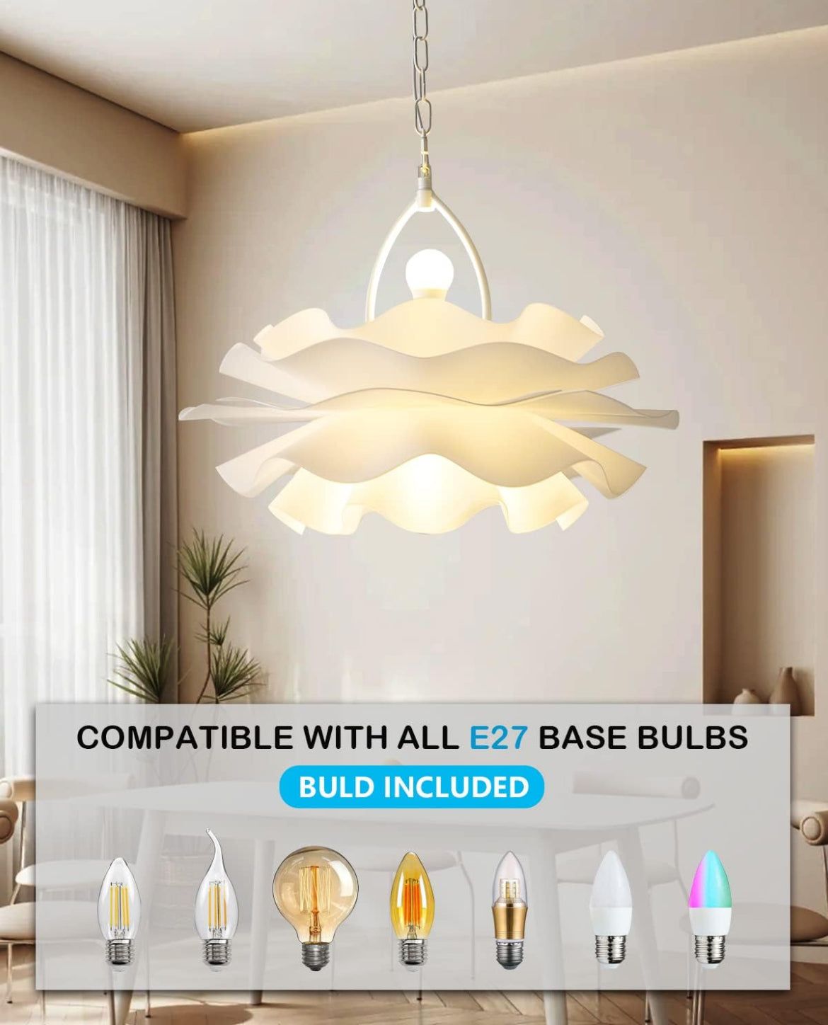 Chandeliers for Dining Room Lighting Fixtures Hanging,2-Light Romantic Modern Chandelier, Acrylic Flower Shape Chandeliers for Bedroom,Hallway, Living Room, Foyer, Office, Bar,Island Lights