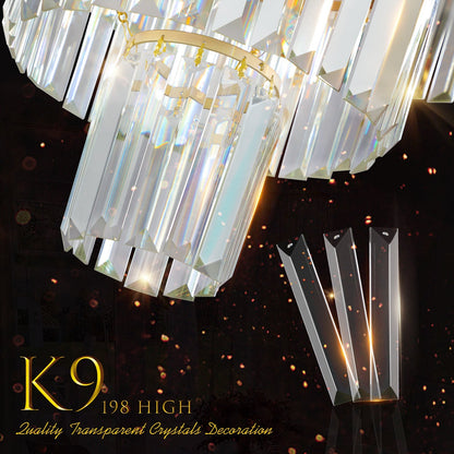(Same as W1340126461/L5023) 20' Luxury 4-Tier Crystal Chandelier, 12-Light Gold Frame Pendant Light, Elegant Ceiling Lighting for Living Room, Dining Room, Bedroom (No Bulbs)
