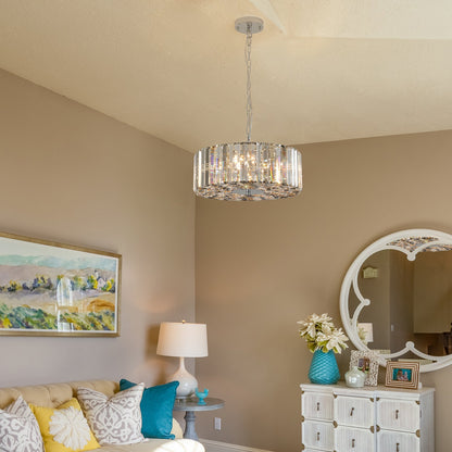 17" Chrome Crystal Pendant Chandelier