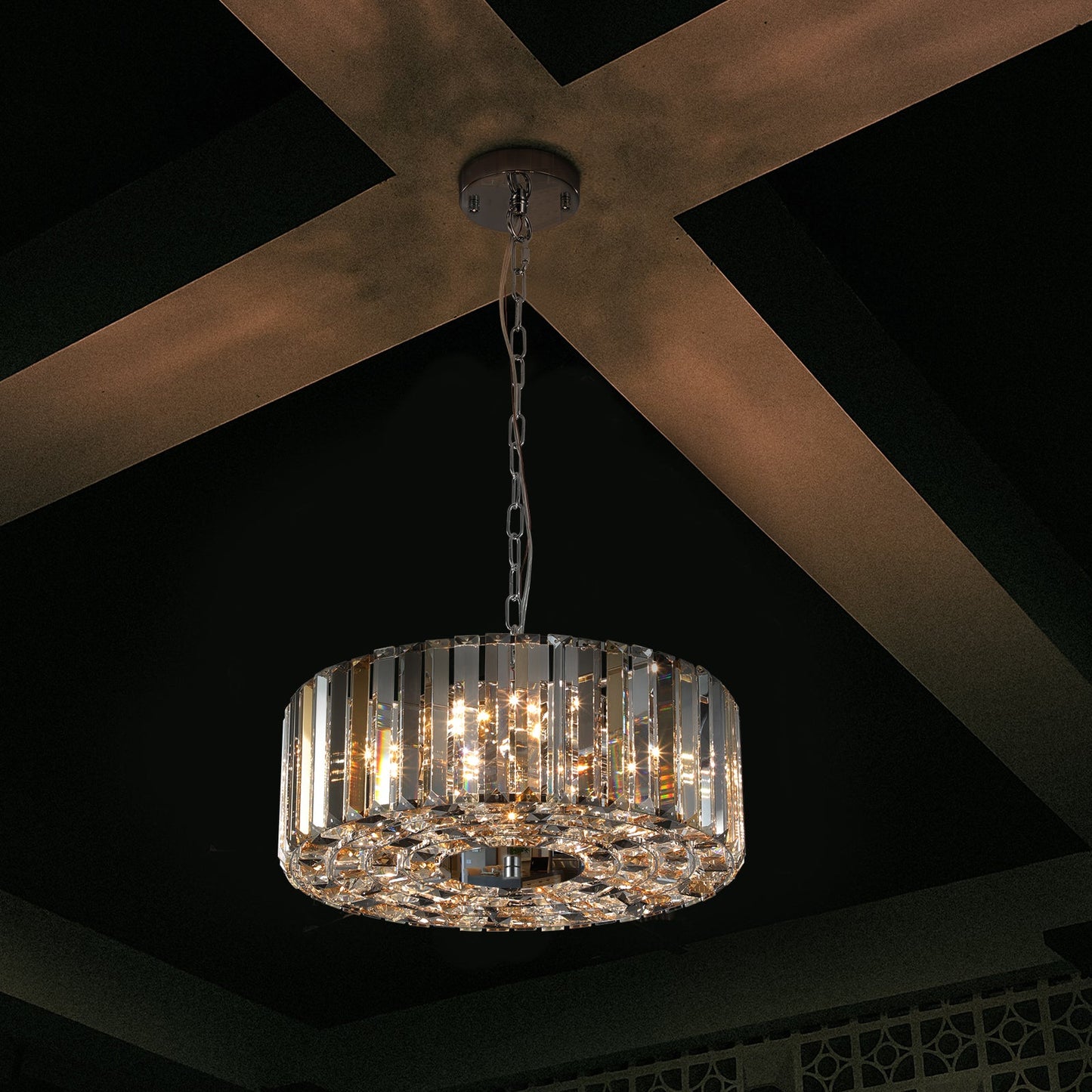 17" Chrome Crystal Pendant Chandelier