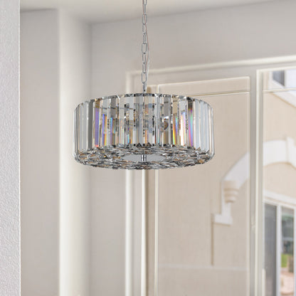 17" Chrome Crystal Pendant Chandelier