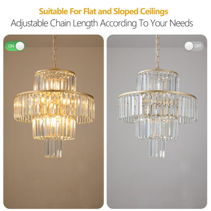 20" Luxury 4-Tier Crystal Chandelier, 12-Light