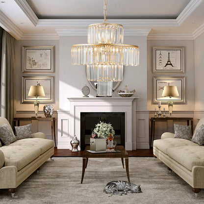 20" Luxury 4-Tier Crystal Chandelier, 12-Light
