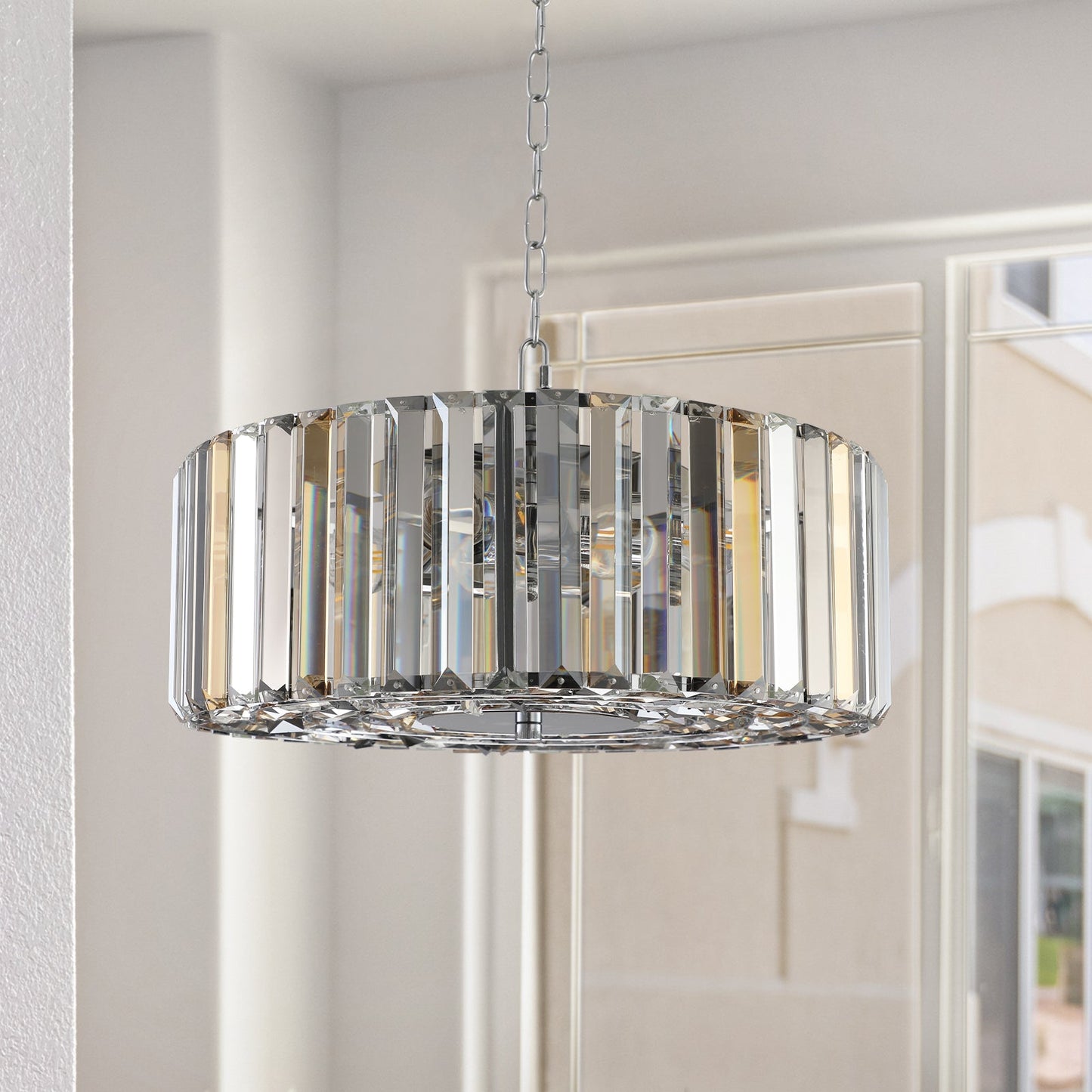 17" Chrome Crystal Pendant Chandelier
