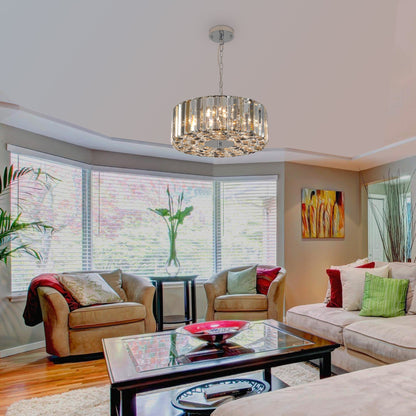 17" Chrome Crystal Pendant Chandelier