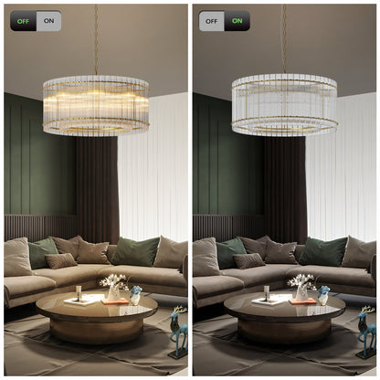 37" Modern Gold Round 8-Light Crystal Chandelier