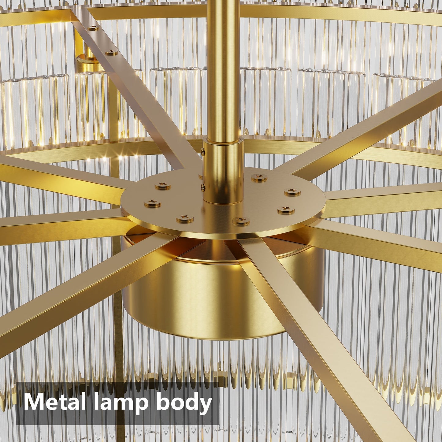 37" Modern Gold Round 8-Light Crystal Chandelier