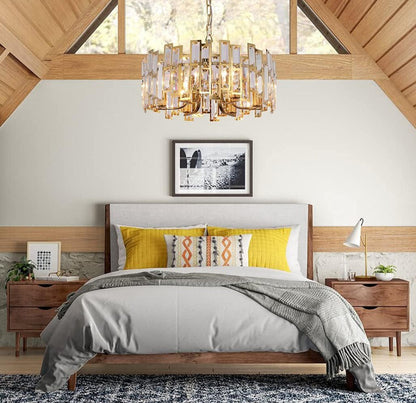 Akeelighting Gold Chandeliers Lighting Modern Crystal Chandelier 6 Light Contemporary Girls Bedroom Dining Room Ceiling Hanging Pendant Chandelier Lighting Fixture