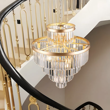 23.6" 5-Tier K9 Crystal Chandelier | 15-Light Luxury Pendant with Gold or Black Frame — Dining Room, Living Room & Foyer