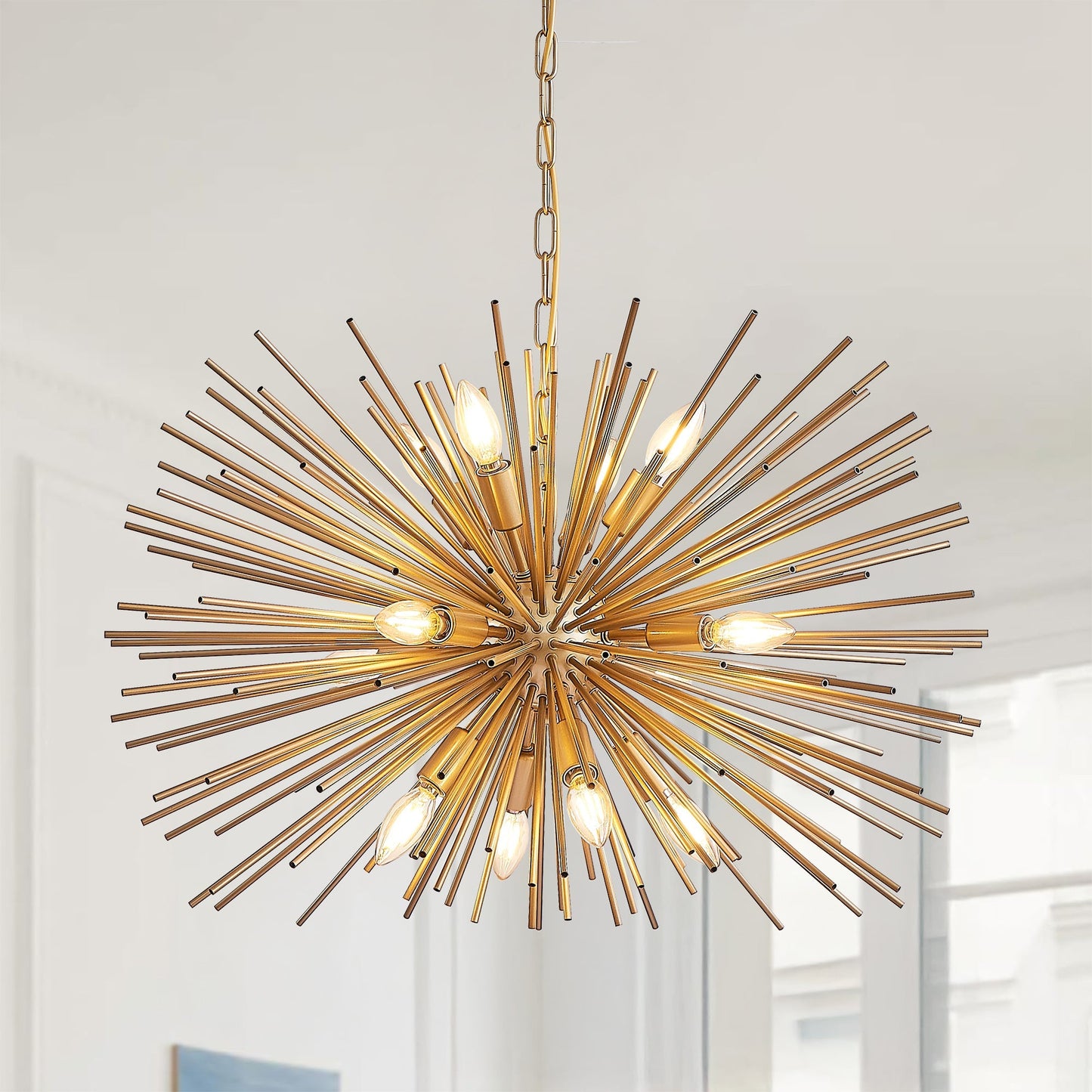 29" Mid-Century Modern 12-Light Starburst Chandelier
