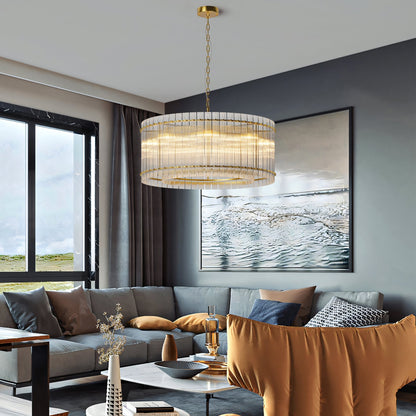 37" Modern Gold Round 8-Light Crystal Chandelier