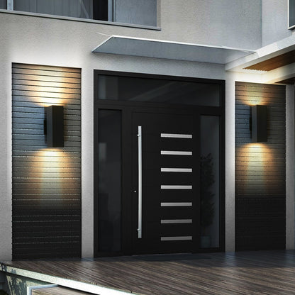 2-Pack Modern Black Outdoor Wall Sconce | Up & Down Weatherproof Light Fixture for Porch, Patio & Garage