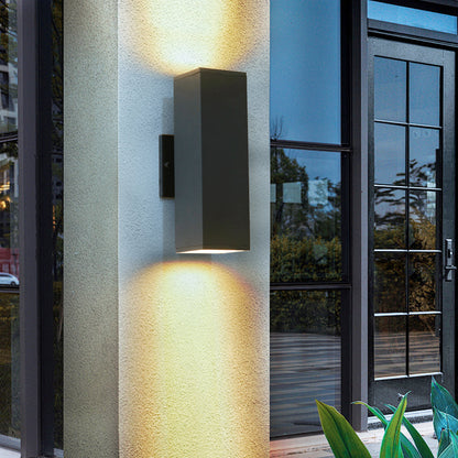 2-Pack Modern Black Outdoor Wall Sconce | Up & Down Weatherproof Light Fixture for Porch, Patio & Garage