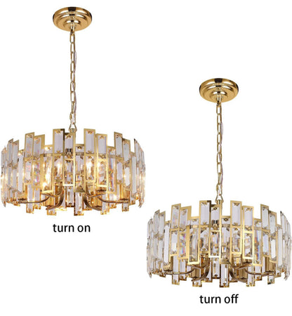 Akeelighting Gold Chandeliers Lighting Modern Crystal Chandelier 6 Light Contemporary Girls Bedroom Dining Room Ceiling Hanging Pendant Chandelier Lighting Fixture