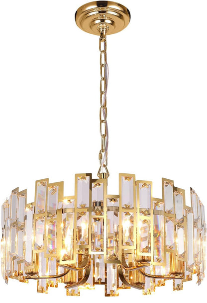 Akeelighting Gold Chandeliers Lighting Modern Crystal Chandelier 6 Light Contemporary Girls Bedroom Dining Room Ceiling Hanging Pendant Chandelier Lighting Fixture