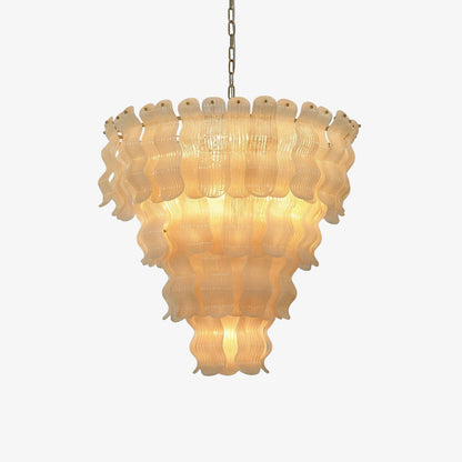 Frosted Wave Layered Glass Chandelier