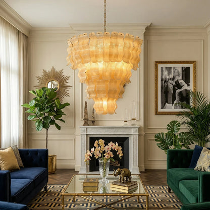 Frosted Wave Layered Glass Chandelier