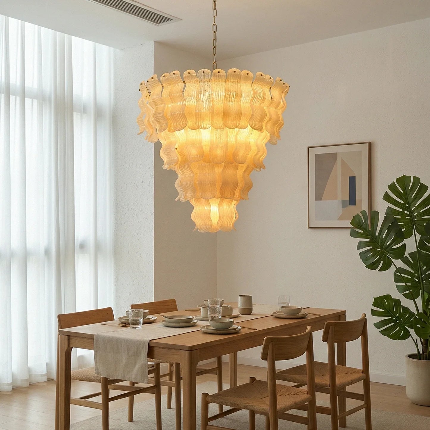 Frosted Wave Layered Glass Chandelier