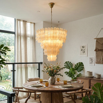 Frosted Wave Layered Glass Chandelier