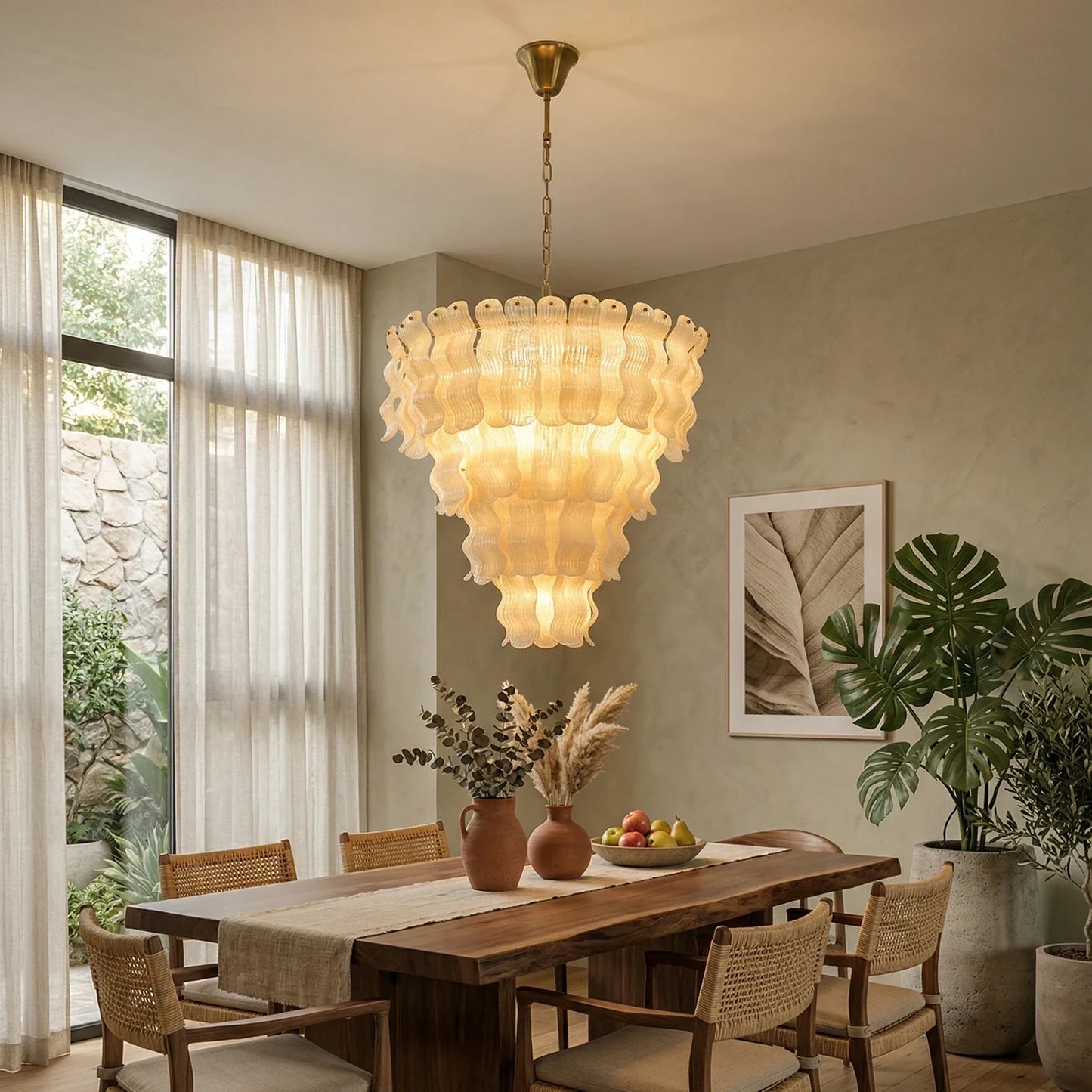 Frosted Wave Layered Glass Chandelier