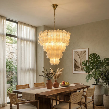 Frosted Wave Layered Glass Chandelier