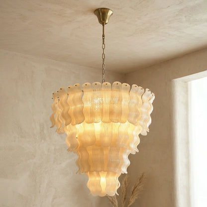 Frosted Wave Layered Glass Chandelier