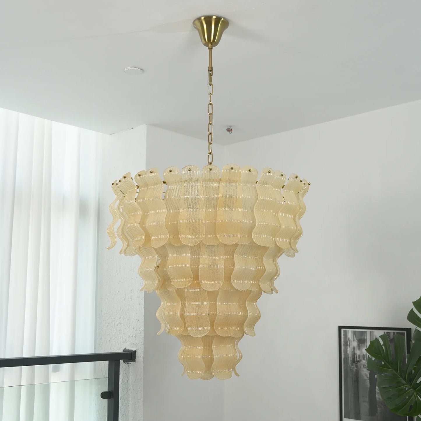 Frosted Wave Layered Glass Chandelier