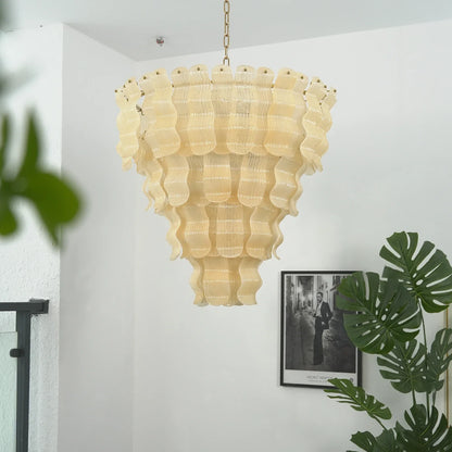 Frosted Wave Layered Glass Chandelier