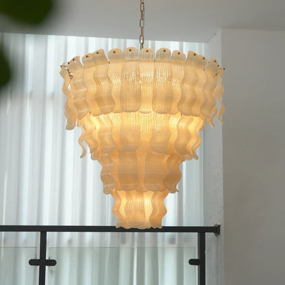 Frosted Wave Layered Glass Chandelier