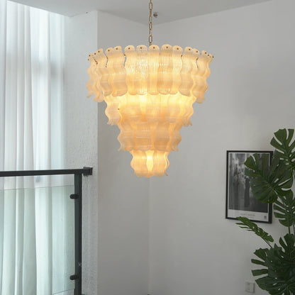 Frosted Wave Layered Glass Chandelier