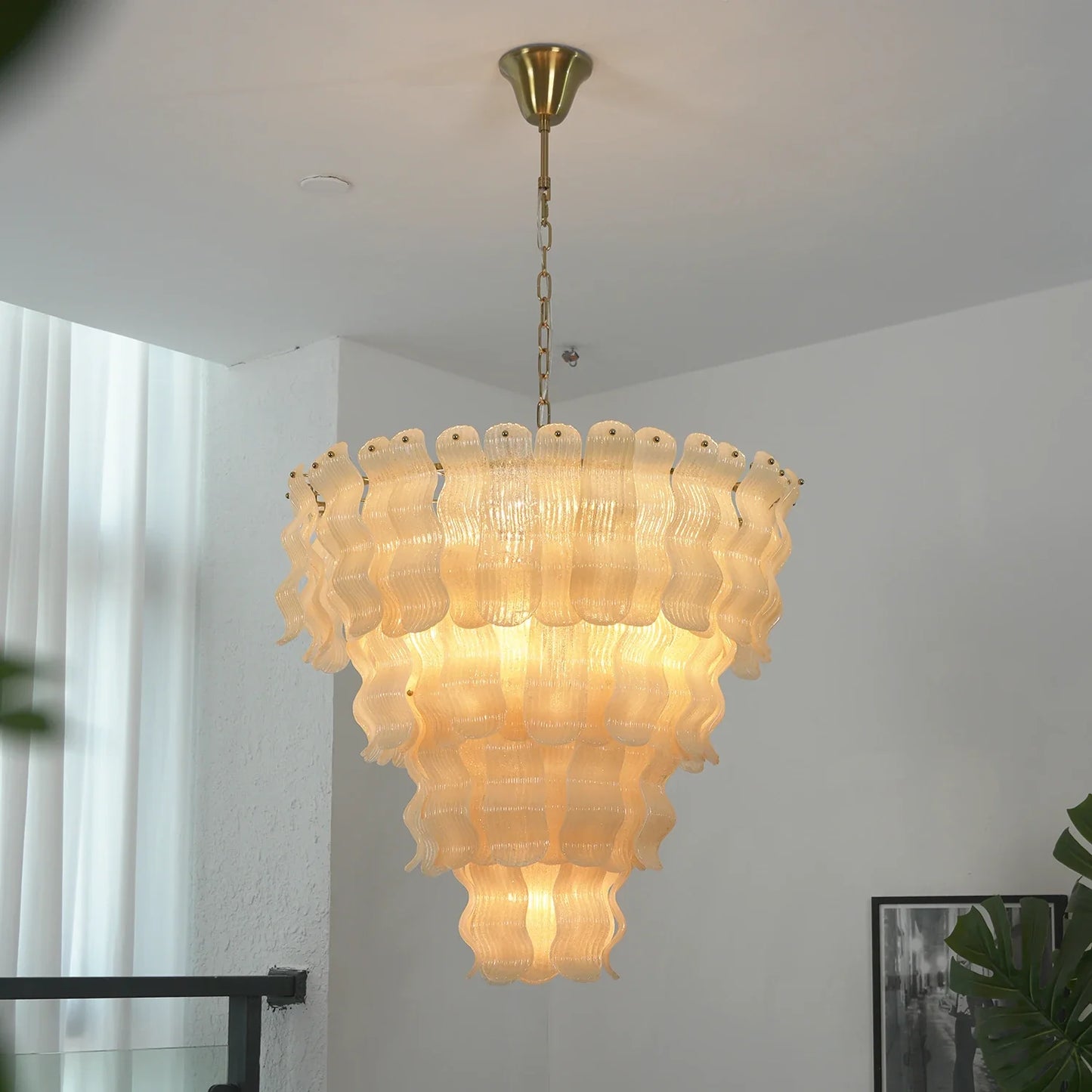 Frosted Wave Layered Glass Chandelier