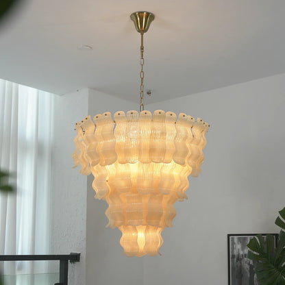 Frosted Wave Layered Glass Chandelier