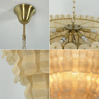 Frosted Wave Layered Glass Chandelier