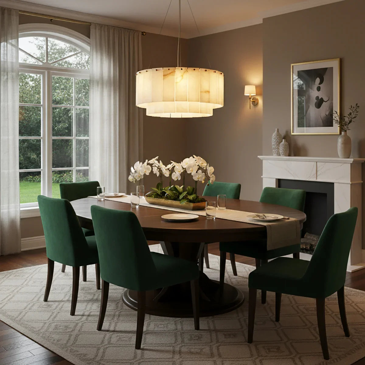 Layered Alabaster Ring Chandelier