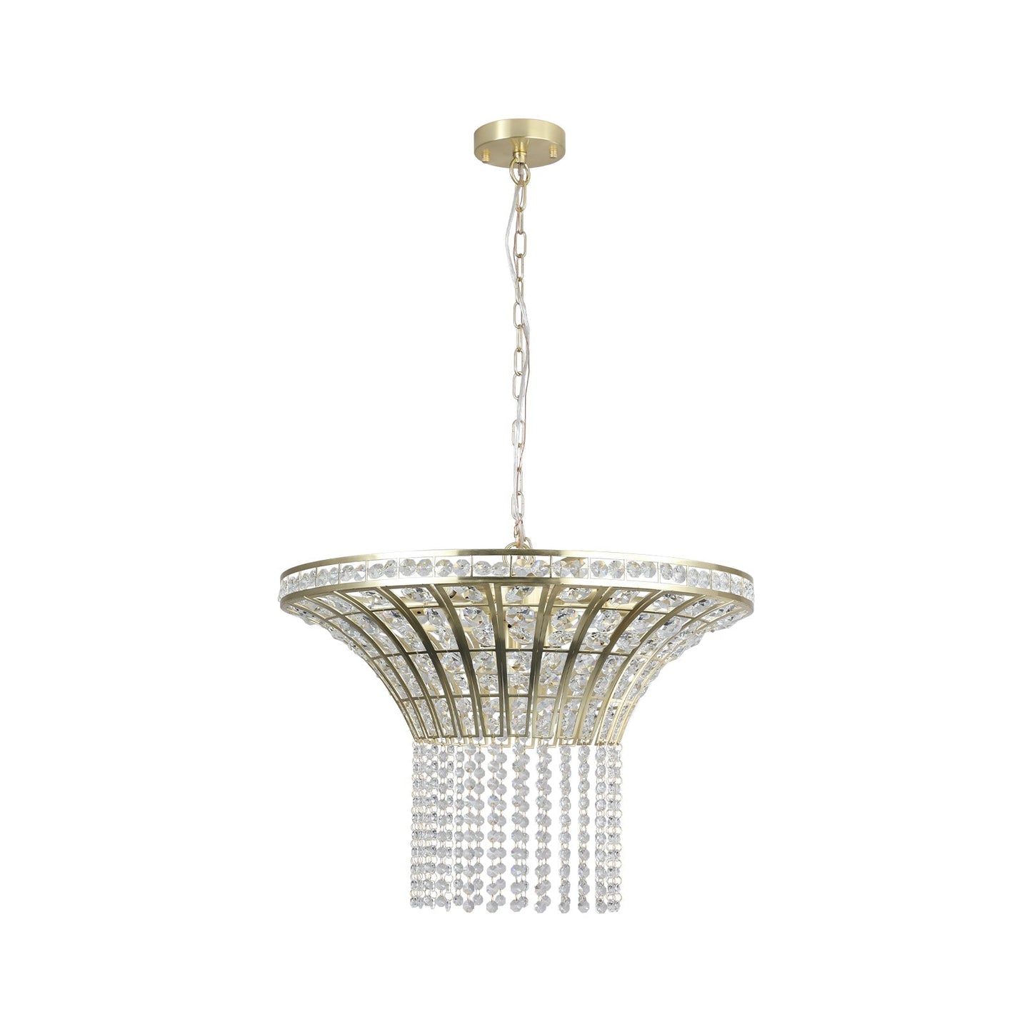 K9 Crystal Chandelier with Cascading Octagonal Beads | 8-Light Gold Modern Ceiling Light — Round 24" or Rectangular 39", Adjustable Height
