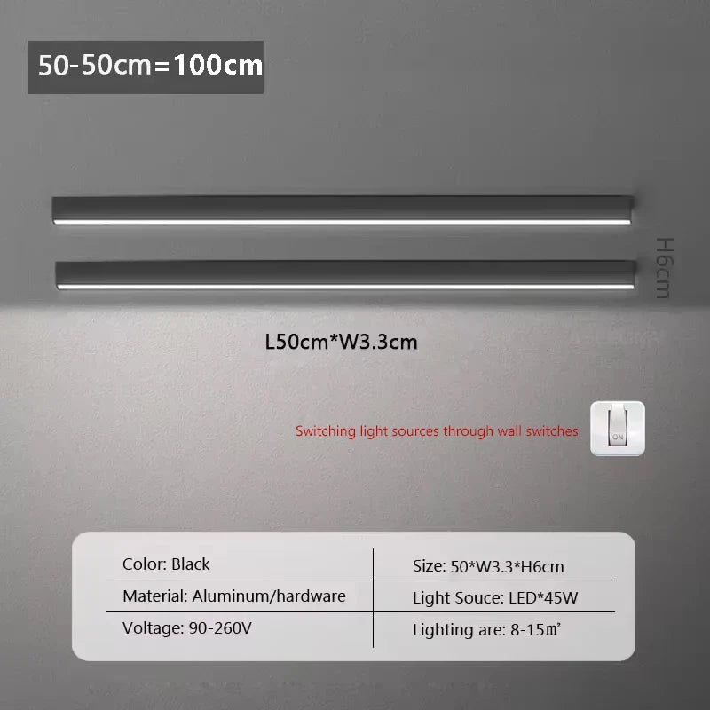 Long  LED Strip Ceiling Light Floodlight For Bedroom Dining Living Room Cloakroom Minimalist Led Ceiling Lamp Indoor Decoration
