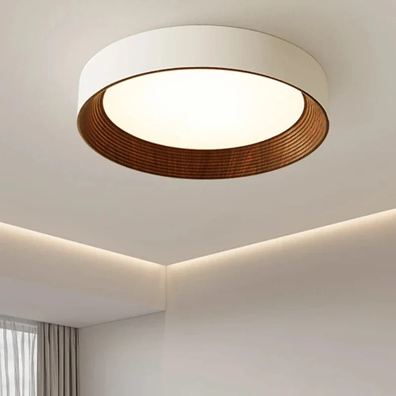Nordic Creative Wood Grain Ceiling Lamp Minimalist Round LED Chandelier Living Room Balcony Bedroom Hotel Decor lighting Fixture