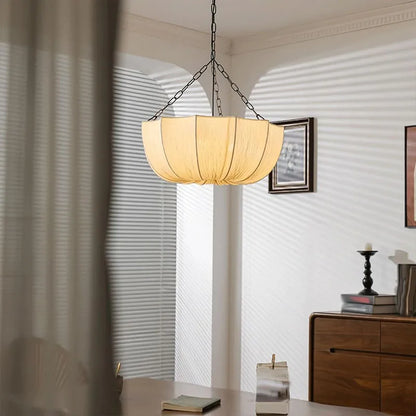 Retro Iron Chain Ceiling lamp Japanese Fabric Chandelier Living Dining Room Bedroom Pendant Lamps Lustre Hanging Light Fixture