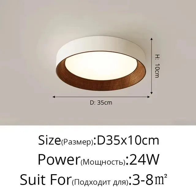Nordic Creative Wood Grain Ceiling Lamp Minimalist Round LED Chandelier Living Room Balcony Bedroom Hotel Decor lighting Fixture