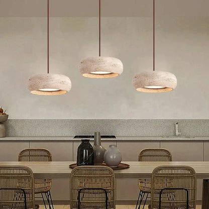 Nordic Minimalist Bedroom Bedside Pendant Light Wabi Sabi Yellow Travertine Chandelier Restaurant Bar Dining Room Fixture