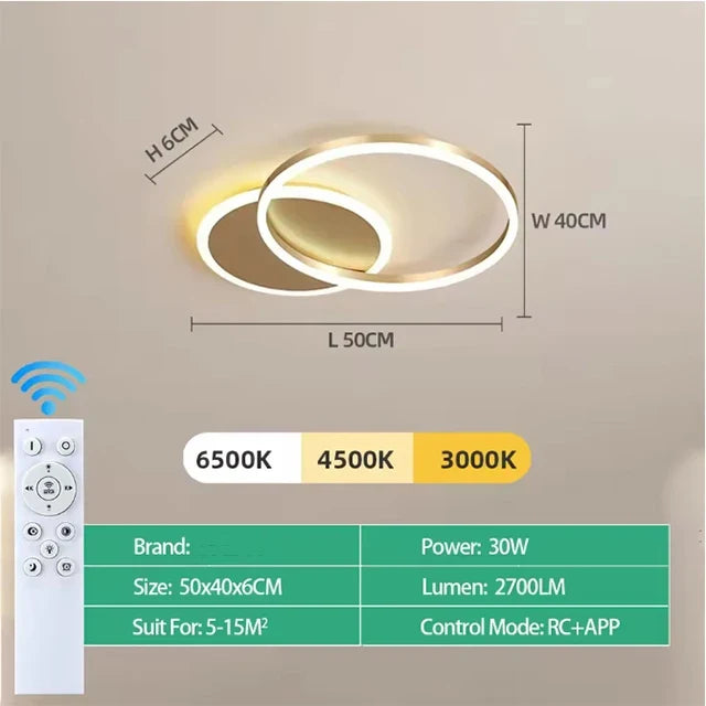 Modern chandelier Led Circle Ring Ceiling Lights For Living Room Bedroom Study Room Ceiling Lamp Golden pendant Lamp AC90-260V