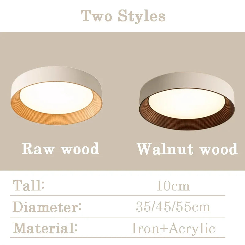 Nordic Creative Wood Grain Ceiling Lamp Minimalist Round LED Chandelier Living Room Balcony Bedroom Hotel Decor lighting Fixture