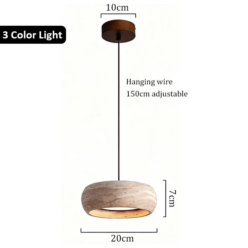 Nordic Minimalist Bedroom Bedside Pendant Light Wabi Sabi Yellow Travertine Chandelier Restaurant Bar Dining Room Fixture