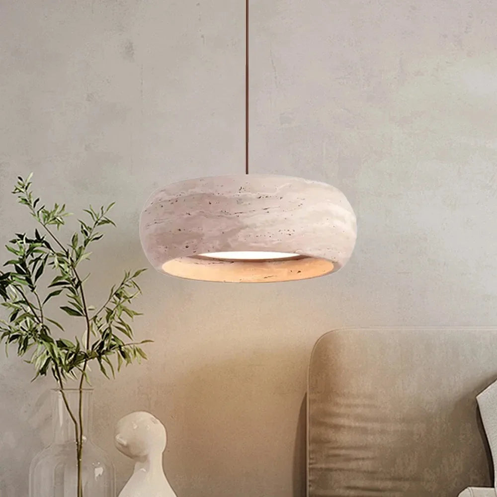 Nordic Minimalist Bedroom Bedside Pendant Light Wabi Sabi Yellow Travertine Chandelier Restaurant Bar Dining Room Fixture
