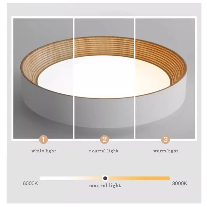 Nordic Creative Wood Grain Ceiling Lamp Minimalist Round LED Chandelier Living Room Balcony Bedroom Hotel Decor lighting Fixture