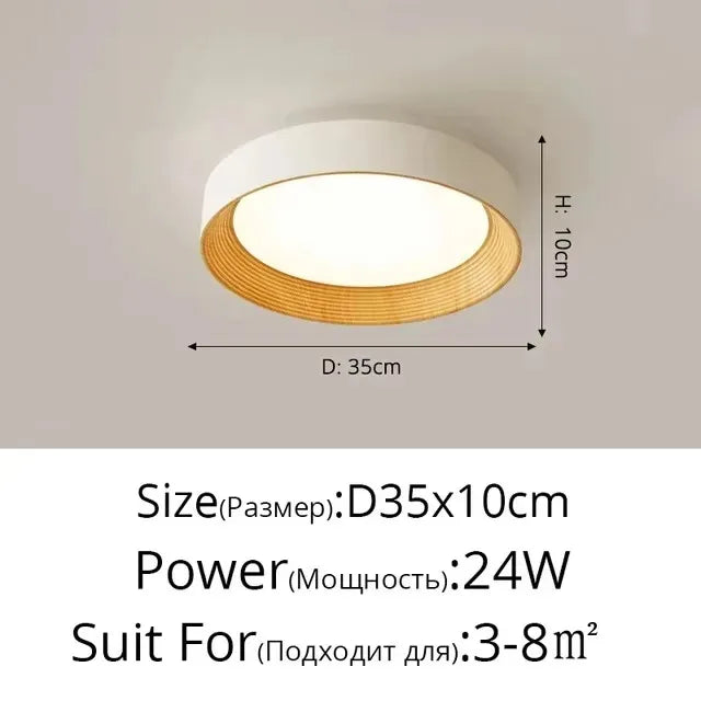 Nordic Creative Wood Grain Ceiling Lamp Minimalist Round LED Chandelier Living Room Balcony Bedroom Hotel Decor lighting Fixture