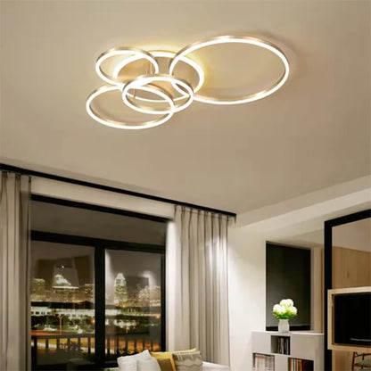 Modern chandelier Led Circle Ring Ceiling Lights For Living Room Bedroom Study Room Ceiling Lamp Golden pendant Lamp AC90-260V